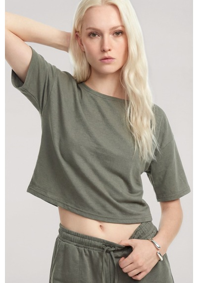 Akbeniz Kısa Kollu Şortlu Pijama Takımı Haki