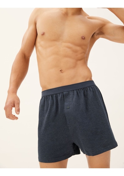 Marks & Spencer Saf Pamuklu 5'li Nefes Alabilir:trade Mark: Boxer Seti Mavi