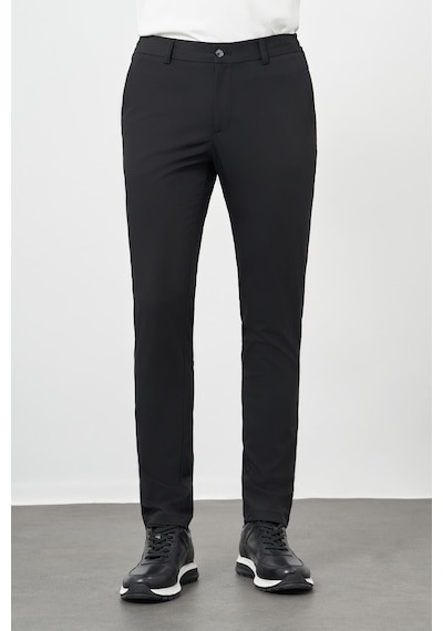 İmza Siyah Düz Bez Ayağı Esnek Yan Cep Slim Fit Casual Pantolon 1003245159 Siyah