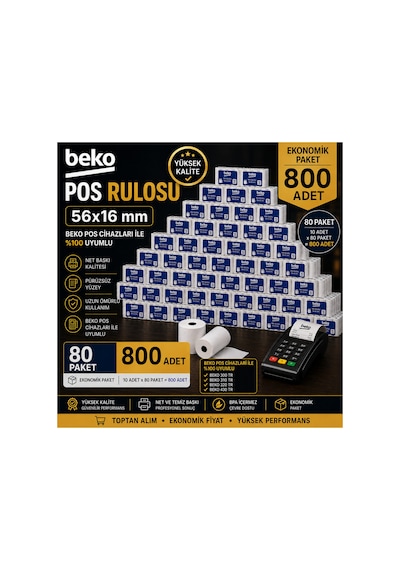 Pos Rulosu 56x16 Mm Termal Rulo 800 Adet 80 Paket X 10 Adet