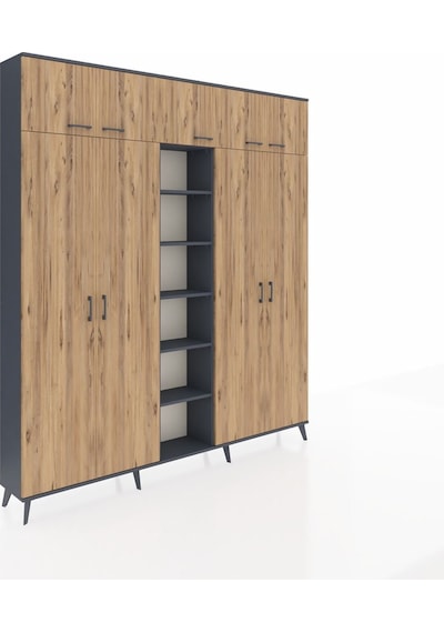 Arges Dolap 12 Raflı 9 Kapaklı 2 Askılı 220x30x243 Antrasit-çam/antrasit Atlas Çam/antrasıt Arges Dolap 12 Raflı 9 Kapaklı 2 Askılı 220x30x243 Antrasit-çam/antrasit Atlas Çam/antrasıt