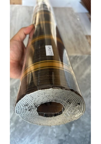 120cmx300cm Tek Parça Yapışkanlı Rulo Gold Çizgili Düz Parlak Duvar Paneli Kağıdı Taksim Qm0133