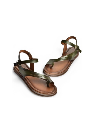 Fox Shoes U390903603 Yeşil Hakiki Deri Kadın Sandalet
