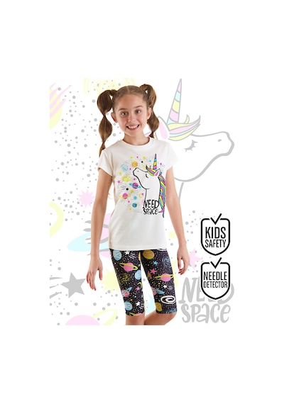 Denokids Uzayda Unicorn Kız Çocuk Yazlık T-Shirt Tayt Takım