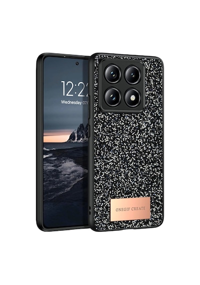 Onegif Xiaomi Mi 14t Pro Bright Simli Kapak - Siyah 0.2M-Çok Renkli