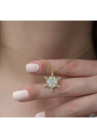 Gümüş Gold Kar Çiçeği Kadın Kolye (551173580)