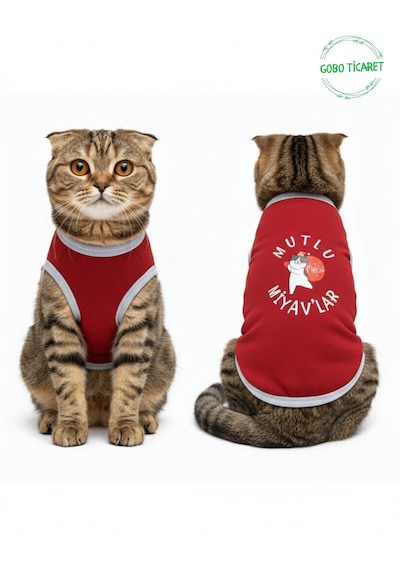 Mutlu Miyav'lar Yılbaşı Temalı Kedi Ve Köpek Kıyafeti Elbisesi Noel Tasarımlı