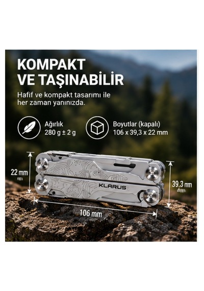 Klarus Mt07 Multitool 20 Fonksiyonlu Pense Gümüş