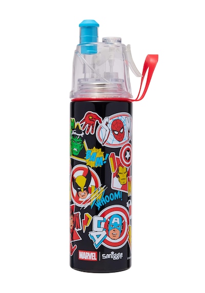 Smıggle Marvel Paslanmaz Çelik Çocuk Suluk 500 Ml, Siyah, Spritz Kapaklı