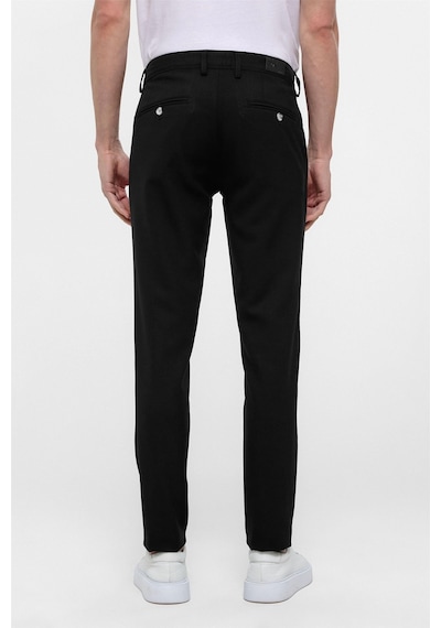 Süvari Siyah Slim Fit Desenli Kumaş Pantolon-38294 Siyah