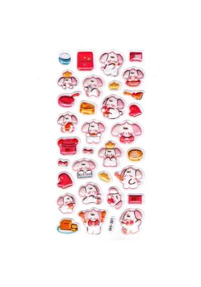 Sticker Kabartmalı Stiker Defter Planlayıcı Etiket Lde045 -19x9cm - Tavşan Kek Pasta