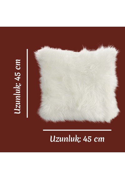 Elite Peluş Dekoratif Kırlent Kılıfı 45x45 Cm - Peluş Kırlent Kılıfı 1 Adet Beyaz