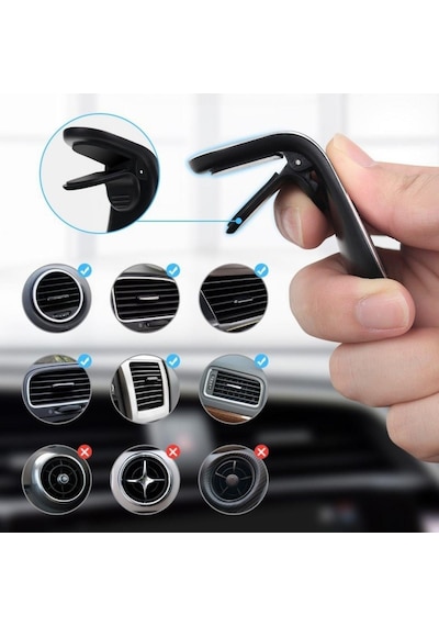 Havalanndırma Izgarasına Takılabilen Mandallı Mıknatıslı Oto Araç Içi Manyetik Telefon Tutucu 5523