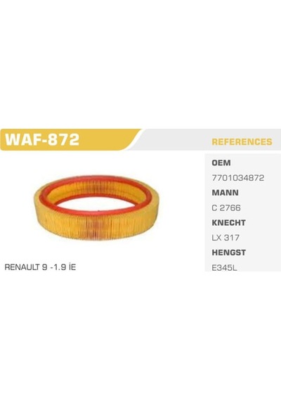 WINKEL WAF-872 Hava Filtresi R11 Flash R19 CLIO I Express Megane 1.7 1.4 8V E7J