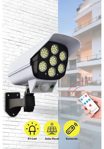 Mobee Kamera Görünümlü Sensörlü Uzaktan Kumandalı Solar Bahç...