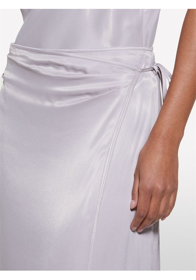Sisley %100 Viskoz Saten Midi Etek Kadın Gri Etek - 325p42bzl002r