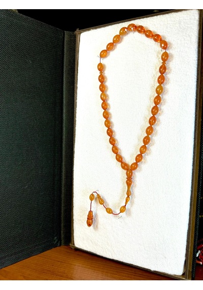 Anemore Collection Sıkma Kehribar Tesbih Turuncu Renkli Beyzi Kesim T-180