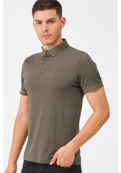 T8586 Dewberry Erkek Polo Yaka T-shırt-haki Haki