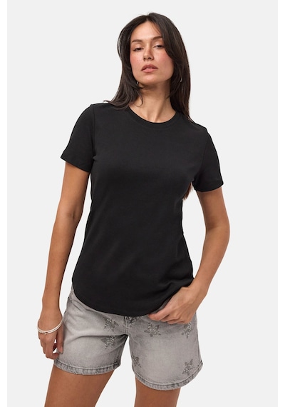 it's basic Kadın Siyah S6-1 Bisiklet Yaka Organik Koton T-shirt