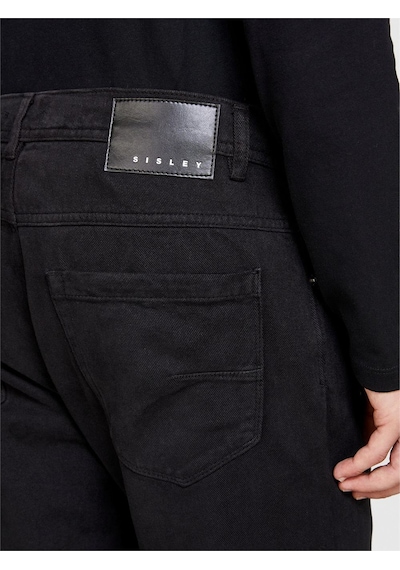 Sisley %100 Koton Slim Fit Desenli Kanvas Pantolon Erkek Siyah T-shirt - 323a4tfhse01t