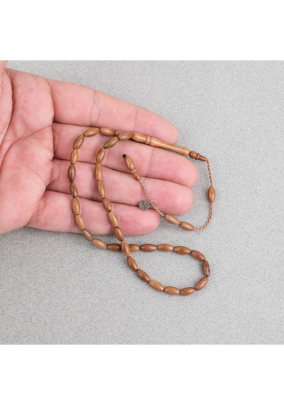 Kuka Gerçek Doğal Lapisdo İmzalı Bilek Boy Arpa Kesim 4x8mm Tesbih Kahverengi