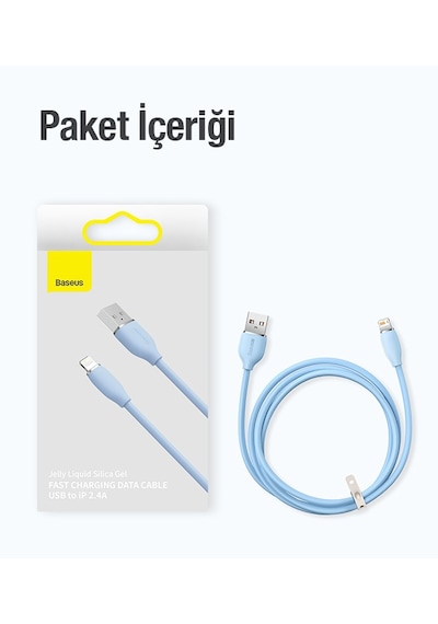 Baseus Jelly Liquid Usb To Apple iPhone Uyumlu Lightning 2.4a Hızlı Şarj Kabl