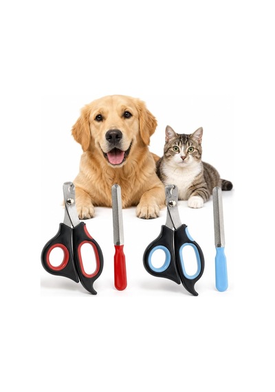 Kedi Ve Köpek Tırnak Makası - Evcil Hayvan Tırnak Kesme Makası Ve Metal Törpü - 2 Parçalı Ergonomik Pati Bakım
