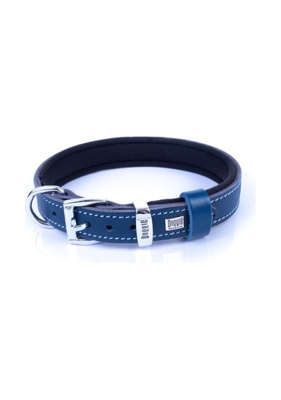 Doggie İsimlikli Deri Boyun Tasması M 2x35-40CM Royal Mavi