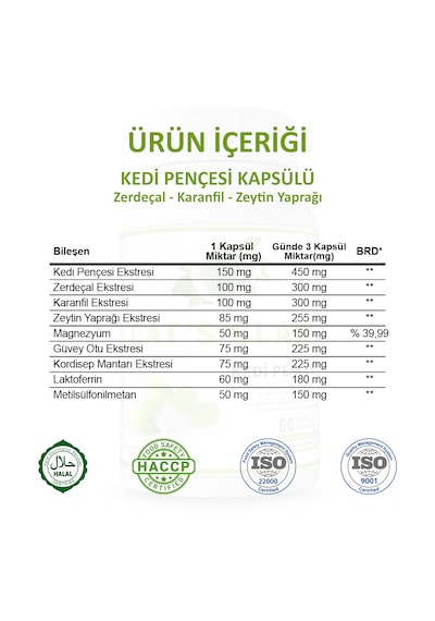 Gökçek Şifa Kedi Pençesi 60 Kapsül