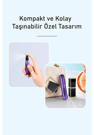 Doldurulabilir Mini Parfüm Şişesi Cep Parfüm Sprey Şişesi Portatif Küçük Boy 8cm Silver, 1 Adet Belirtilmemiş