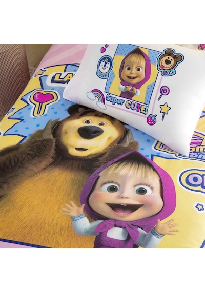Taç Lisanslı Masha & The Bear Super Cute Pamuk Tek Kişilik Nevresim Takımı 000000001000047039