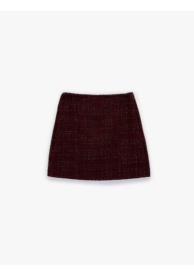 Koton Dar Kesim Mini Tüvit Şort Etek Bordo 6wal70005ıw Bordo