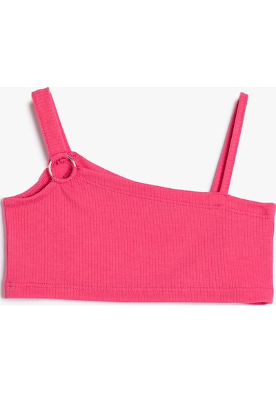 Koton Crop Üst Slim Ribanalı Tek Omuz Toka Detaylı Pembe 3skg30110ak 3SKG30110AK274 Pembe