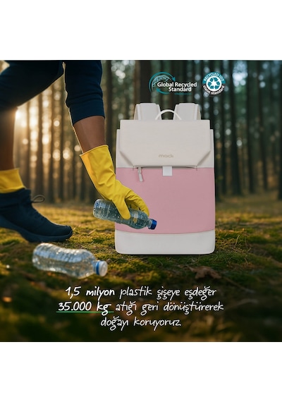 Mack Mce-1308 14.1 Zen Eco Günlük Sırt Çantası Pembe Bej Siyah