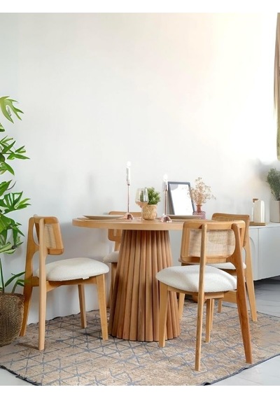 Acantus Natural Ahşap Yemek Masası 90x90 Naturel