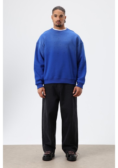 Vamos Yıkamalı Taş Detaylı Oversize Sweatshirt Saks