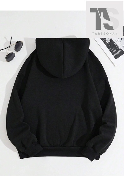 Adrift Kalp Ağ Minimal Örümcek Sweatshirt Fermuarlı Hırka Siyah