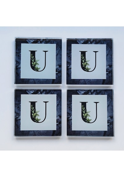 Decorita Cam Bardak Altlığı U Harfli Tasarım 4'lü Takım 10 x 10 CM Çok Renkli