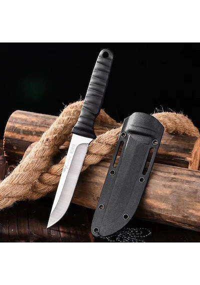 Valkyrie 9cr18 Soğuk Çelik Boyun Askılı Kılıflı Kamp Av Bıçağı Paslanmaz Çelik Gümüş Gümüş