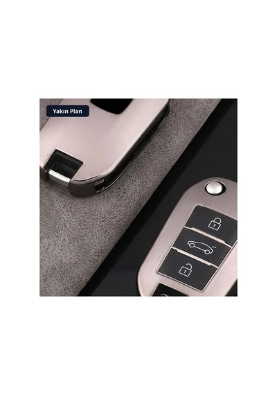Trobus Peugeot 301 Uyumlu Oto Anahtar Kılıfı Katlanır 3 Buton Gri