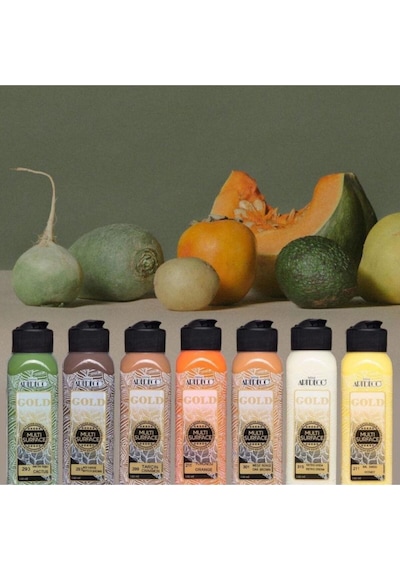 Multi Surface Akrilik Boya 140 Ml X 7 Renk Set Balkabağı Renkli