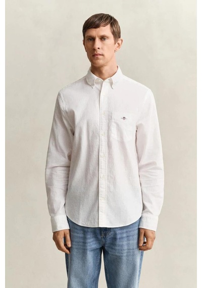 Gant Erkek Beyaz Regular Fit Logolu Gömlek-14838