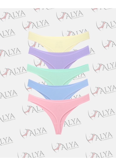Alya Underwear Kadın Külot Pamuklu String - 5 Adet Siyah Tanga S, M, L, Xl P15