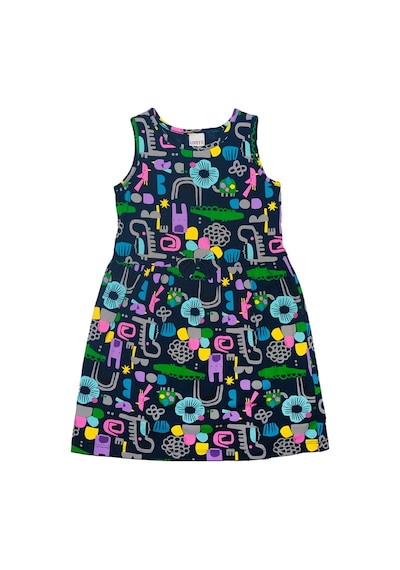 Lovetti Kız Çocuk Cutouts Animal Desen Kolsuz Elbise 5757-82 Beyaz