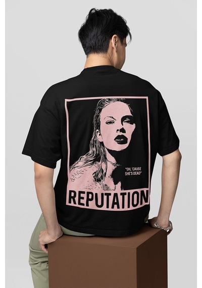 Sevbano Taylor Swift Reputation Albüm Baskılı Unisex Oversize Şarkıcı Tiş Siyah