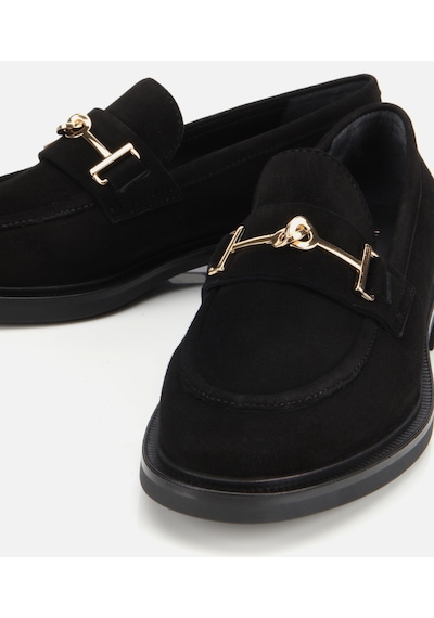 Hotiç Kadın Süet Deri Siyah Tokalı Klasik Loafer