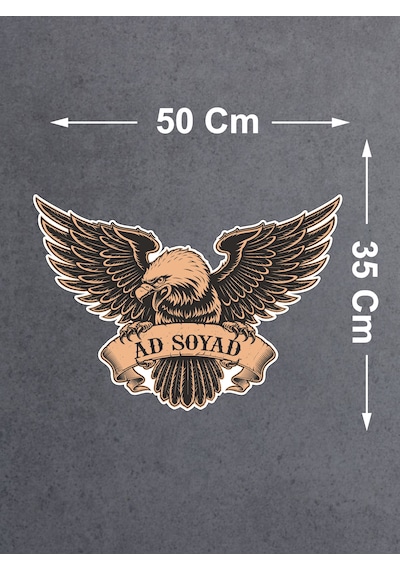 Kişiye Özel Ad Soyad Kartal Sticker - Kartal Eagle Beşiktaş Sticker - Araba Oto Motosiklet Karavan Sticker - 00070 50x35 Cm