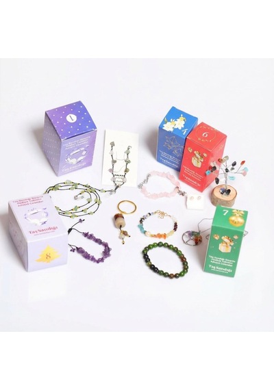 10 Lu Sürpriz Doğal Taş Kutusu 10 Lu Advent Calender - Her Kutudan Farklı Bir Sürpriz Renkli