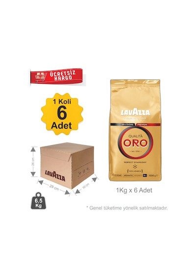 Lavazza Qualita Oro Çekirdek Kahve - 1 Koli 6 x 1 KG