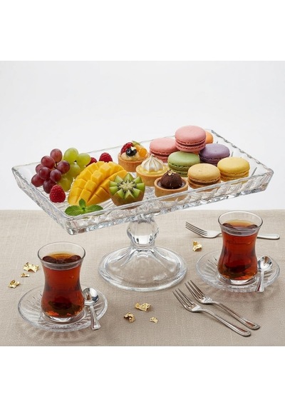 Lüks Cam Fanuslu Sunum Tabağı - Ayaklı Pasta Standı Ve Meyvelik - Mutfak Ve Masa Üstü İçin Dekoratif Şeffaf İkramlık Çok renkli
